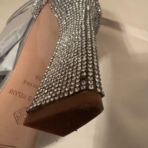Elegant Silver Crystal-Embellished Women's Heels